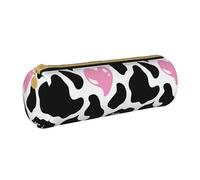 BKDODKS Trousse à crayons légère en cuir avec fermeture éclair pour adultes Motif vache laiteuse Noir/blanc