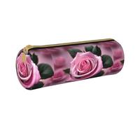 BKDODKS Trousse à crayons légère en cuir avec fermeture éclair pour adultes Rouge et rose