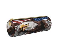 BKDODKS Trousse à crayons légère en cuir avec motif aigle et drapeau américain pour adultes