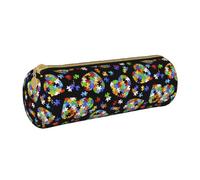 BKDODKS Trousse à crayons légère en cuir avec motif cœur pour adultes - Pour la sensibilisation à l'autisme - Pour homme et femme