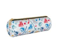 BKDODKS Trousse à crayons légère en cuir avec motif imprimé d'éléments de hockey pour adultes