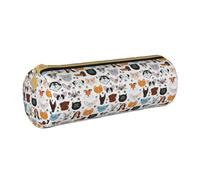 BKDODKS Trousse à crayons légère en cuir avec motif visages de chat et de chien, bouledogue, beagle, labrador pour adultes, hommes et femmes, avec fermeture éclair