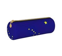 BKDODKS Trousse à crayons légère en cuir imprimé drapeau de l'Alaska pour homme et femme avec fermeture éclair, blanc, Taglia Unica, blanc, Taille unique