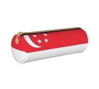 BKDODKS Trousse à crayons légère en cuir imprimé drapeau de Singapour adultes unisexe avec fermeture éclair Blanc Taglia Unica, blanc, Taille unique