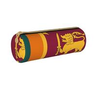 BKDODKS Trousse à crayons légère en cuir imprimé drapeau du Sri Lanka pour adultes, unisexe, fermeture éclair, blanc, Taglia Unica, blanc, Taille unique