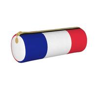 BKDODKS Trousse à crayons légère en cuir imprimé drapeau français pour homme et femme, avec fermeture éclair, blanc, Taglia Unica, blanc, Taille unique