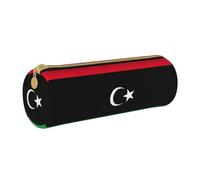 BKDODKS Trousse à crayons légère en cuir imprimé drapeau libyen pour adultes, unisexe, avec fermeture éclair, blanc, taille unique, blanc, Taglia Unica, blanc, Taille unique