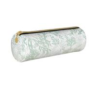 BKDODKS Trousse à crayons légère en cuir pour adultes avec fermeture éclair et imprimé algues bleues vertes, blanc, Taille unique