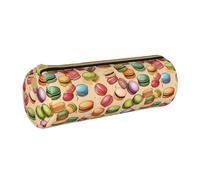 BKDODKS Trousse à crayons légère en cuir pour adultes avec fermeture éclair et imprimé biscuit macaron