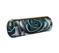 BKDODKS Trousse à crayons légère en cuir pour adultes avec fermeture éclair et imprimé rose gris sarcelle