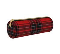 BKDODKS Trousse à crayons légère en cuir pour adultes avec fermeture éclair Rouge et noir