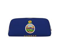 BKDODKS Trousse à crayons multifonction avec fermeture éclair et motif drapeau du Kansas State