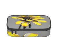 BKDODKS Trousse à crayons multifonction avec imprimé floral jaune et gris