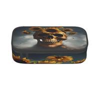 BKDODKS Trousse à crayons multifonction avec imprimé tournesol Halloween tête de mort sac de rangement fournitures préférées adultes
