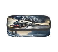 BKDODKS Trousse à crayons multifonction avec motif train à vapeur et nuages - Fournitures préférées pour adultes
