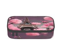 BKDODKS Trousse à crayons multifonction Paris Street Tour Eiffel rouge imprimé floral sac de rangement fournitures préférées adultes