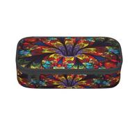 BKDODKS Trousse à crayons multifonctionnelle avec impression de vitraux de fleurs, Organisateur, Sac de rangement, Fournitures préférées pour adultes