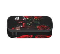 BKDODKS Trousse à crayons multifonctionnelle avec imprimé rose rouge et vin romantique pour adultes, Noir, One Size