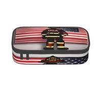 BKDODKS Trousse à crayons multifonctionnelle avec motif drapeau des États-Unis et pompier à rayures rouges
