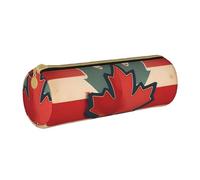 BKDODKS Trousse à crayons rétro en cuir pour adultes avec fermeture éclair et motif drapeau du Canada