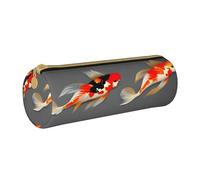 BKDODKS Trousse à crayons traditionnelle en cuir avec imprimé carpes koï à pois pour hommes et femmes avec fermeture éclair légère