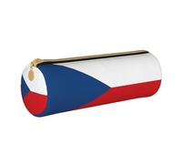 BKDODKS Trousse à crayons unisexe en cuir imprimé drapeau de la République tchèque pour adultes, fermeture éclair, légère, blanche, taille unique, blanc, Taglia Unica, blanc, Taille unique