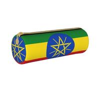 BKDODKS Trousse à crayons unisexe en cuir imprimé drapeau de l'Éthiopie pour adultes Fermeture éclair légère Blanc Taille unique Blanc Taglia Unica, blanc, Taille unique