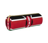 BKDODKS Trousse à crayons unisexe en cuir imprimé drapeau du Kenya pour adultes, fermeture éclair, taille unique, blanc, taglia unica, blanc, Taille unique