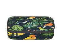 BKDODKS Trousse multifonction avec imprimé oiseaux tropicaux, plantes, feuilles, papeterie, fournitures préférées pour adultes