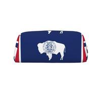 BKDODKS Wyoming Trousse à crayons avec fermeture éclair Motif drapeau de l'État du Wyoming Grande trousse à crayons multifonction