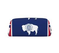 BKDODKS Wyoming Trousse à crayons avec fermeture éclair Motif drapeau de l'État du Wyoming Grande trousse à crayons multifonction