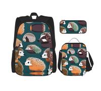 Bkdogkt Beaucoup de hérissons Imprimé Polyvalente Épaule Réglable Mode Sac à Dos Sac à Déjeuner Sac à Crayon Grande Capacité Noir Taille Unique, Noir/blanc, taille unique