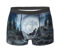 Bkdogkt Boxer unique imprimé loup pour homme - Slip respirant et extensible pour plus de confort, noir, Medium