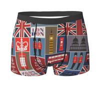 Bkdogkt Boxer unique imprimé symboles de l'Angleterre pour homme Slip respirant extensible pour confort, noir, Large
