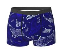 Bkdogkt Boxer unique pour homme avec imprimé raie manta et poissons, slip respirant et extensible pour plus de confort, noir, Large
