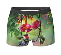 Bkdogkt Caleçon boxeur unique imprimé colibri pour homme - Slip extensible respirant pour le confort, noir, Large