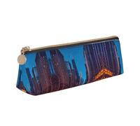Bkdogkt Chicago Trousse à crayons triangulaire simple avec imprimé nuit pour stylos, maquillage, fournitures artistiques, essentiels quotidiens, Blanc, One Size