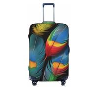 Bkdogkt Fantastique housse de valise personnalisée avec imprimé plumes de perroquet pour voyage et affaires, noir, Large