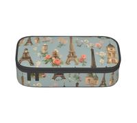 Bkdogkt Flower Paris Tour Eiffel Imprimée 21,6 x 5,1 x 9,4 cm Grande Capacité Trousse de Rangement Fonctionnel pour Bureau Voyage