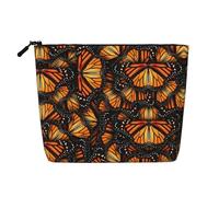 Bkdogkt Heaps of Orange Monarque Papillons Sac de travail Essentiels Trousse de maquillage monocouche Organiseur de voyage cosmétique Grande capacité, noir, One Size
