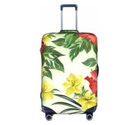 Bkdogkt Hojas tropicales y flores Housse de protection lavable pour valise de voyage avec fermeture éclair dissimulée, blanc, Large