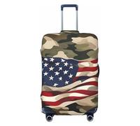 Bkdogkt Housse de protection personnalisée pour valise, motif drapeau américain, camouflage, pour voyage et affaires, Noir/blanc, Large