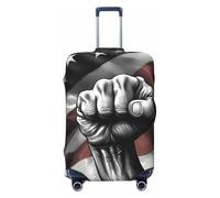 Bkdogkt Housse de protection personnalisée pour valise, motif drapeau étoilé rouge et blanc, pour voyage et affaires, Noir/blanc, Large
