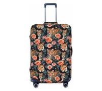 Bkdogkt Housse de protection personnalisée pour valise, motif léopard tigre, rose, pour voyage et affaires, noir, Medium