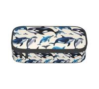 Bkdogkt Killer Whale Print Trousse à crayons de grande capacité 21,6 x 5,1 x 9,4 cm