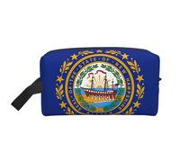Bkdogkt New Hampshire State Flag Print Large Capacity Cosmetic Organizer for Women and Men Portable Travel Makeup Pouch, blanc, One Size