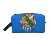 Bkdogkt Oklahoma State Flag Print Grande capacité Organiseur cosmétique pour homme et femme Pochette de maquillage portable, blanc, One Size