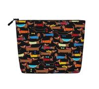 Bkdogkt Sac de travail avec imprimé teckels I Love My Dog - Trousse de maquillage simple couche - Organiseur de voyage - Grande capacité, noir, One Size