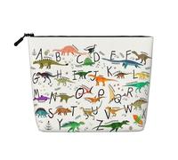 Bkdogkt Sac de travail élégant pour apprendre les lettres de l'alphabet avec imprimé dinosaures, sac de maquillage à une seule couche, organisateur de voyage cosmétique de grande capacité, noir, One