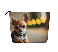 Bkdogkt Sac de travail imprimé chien chihuahua 1 sac de maquillage simple couche organisateur cosmétique voyage grande capacité, noir, taille unique
